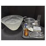 EAPG Glass Punch Bowl, Hobnail Glass Box, Cake