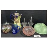 Pink Depression Glass, Blown Glass Cherry Vase,