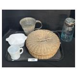 Lightning Canning Jar, Sewing Basket, Fire-King.