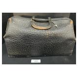 Vintage Black Leather Doctors Medical Satchel Bag.