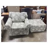 Clean Floral Armchair & Ottoman.