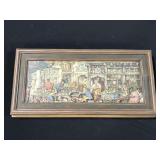Victorian 3D Shadow Box Art Market Scene.