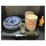 Flow Blue Plate, Crystal Wedding Oats Advertising.