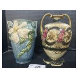 Roseville Clematis Vase, Nippon Porcelain Vase.