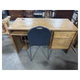 Grain Oak Computer Desk & Upholstered Chair.