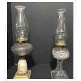 Vintage Glass Kerosine Lamps.