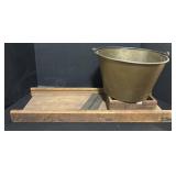 Wooden Sauerkraut Slicer & Brass Bucket.