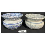 (2) Stoneware Spongeware Spittoon.