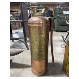 Vtg Brass & Copper Fire Extinguisher.