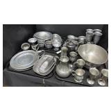 Lot Of Pewter Plates, Cups, Bowls.;