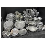 Lot Of Pewter Dinnerware.