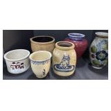 Blue Decorated Stoneware Pot, Ceramic Vases.