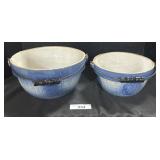 2 Vintage Blue Salt Glazed Stoneware Bowls.