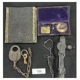 Antique Brass Lock, Apothecary Weighing Scale.