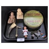Adv. Sweet Cuba Tobacco Tin, Celluloid Doll.
