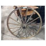 Ornate Wooden Wagon Wheel.