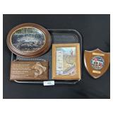Trout Fly Fishing Stamps, Calso Oil Adv Plaque.