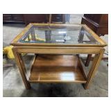 Light Wood Glasstop End Table.