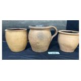 3 Redware Crocks