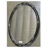 Paint Decorated Folk Style Oval Wall Mirror.