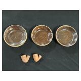 Small 5-Inch Redware Dishes & Tobacco Pipes.