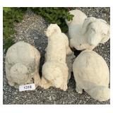 Concrete Dog & Tortoise Garden Sculptures.