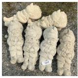 6 Concrete Garden Gnome Sculptures.
