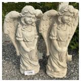 Pair Of Concrete Angel Garden Sculptures.