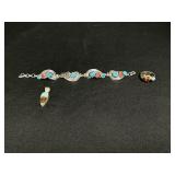 Sterling Silver Turquoise & Coral Jewelry.