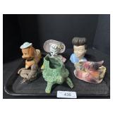 Lady Head Vases, Turtle & Dog Vases.