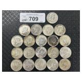 90% Silver 19 Kennedy, 1 Franklin Halves