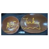 Breininger Redware Yellow Slip Platter & Plate.