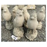 6 Concrete Cardinal Bird Garden Sculptures.