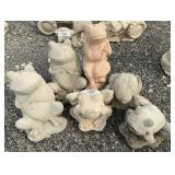 6 Concrete Frog Garden Statues.