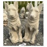 Pair of Concrete German Shepherd Dog Statues.