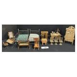 Vintage Wooden & Metal Doll House Furniture