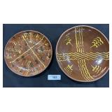 (2) Breininger Yellow Slip Redware Plates.
