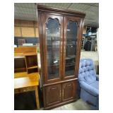 Traditional Style Dark Maple Curio Cabinet.