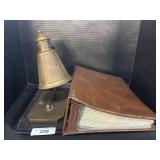 Golden Stamp Replica Binder & Brass Table Lamp.