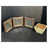 Antique Tri-Fold Vanity Mirror & Rice Measure.