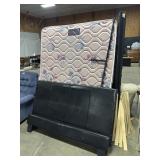 Black Vinyl Bedframe & Queen Mattress/Boxspring.