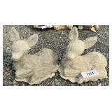Pair Of Concrete Deer Fawn Garden Sculptures.