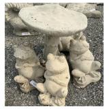Concrete Frog & Mushroom Garden Sculptures.