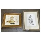 Vintage Children Oil Painting & Artist Proof.