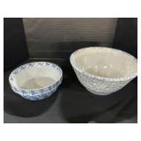 Pair Of Spongeware Stoneware Bowls.