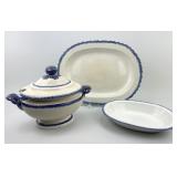 4pc English Feathered Blue Edge Pearlware.
