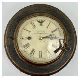 19th C. Marine Lever Wall Clock and Key.