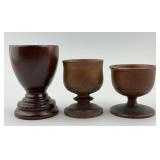 3 Turned Woof Treenware Goblets.