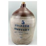 5 Gal. Pioneer Pottery Pennsylvania Stoneware Jug.