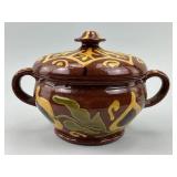 1982 Breininger Pottery Lidded PA Redware Dish.
